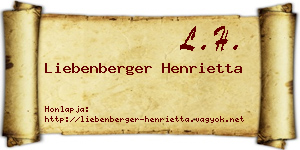 Liebenberger Henrietta névjegykártya